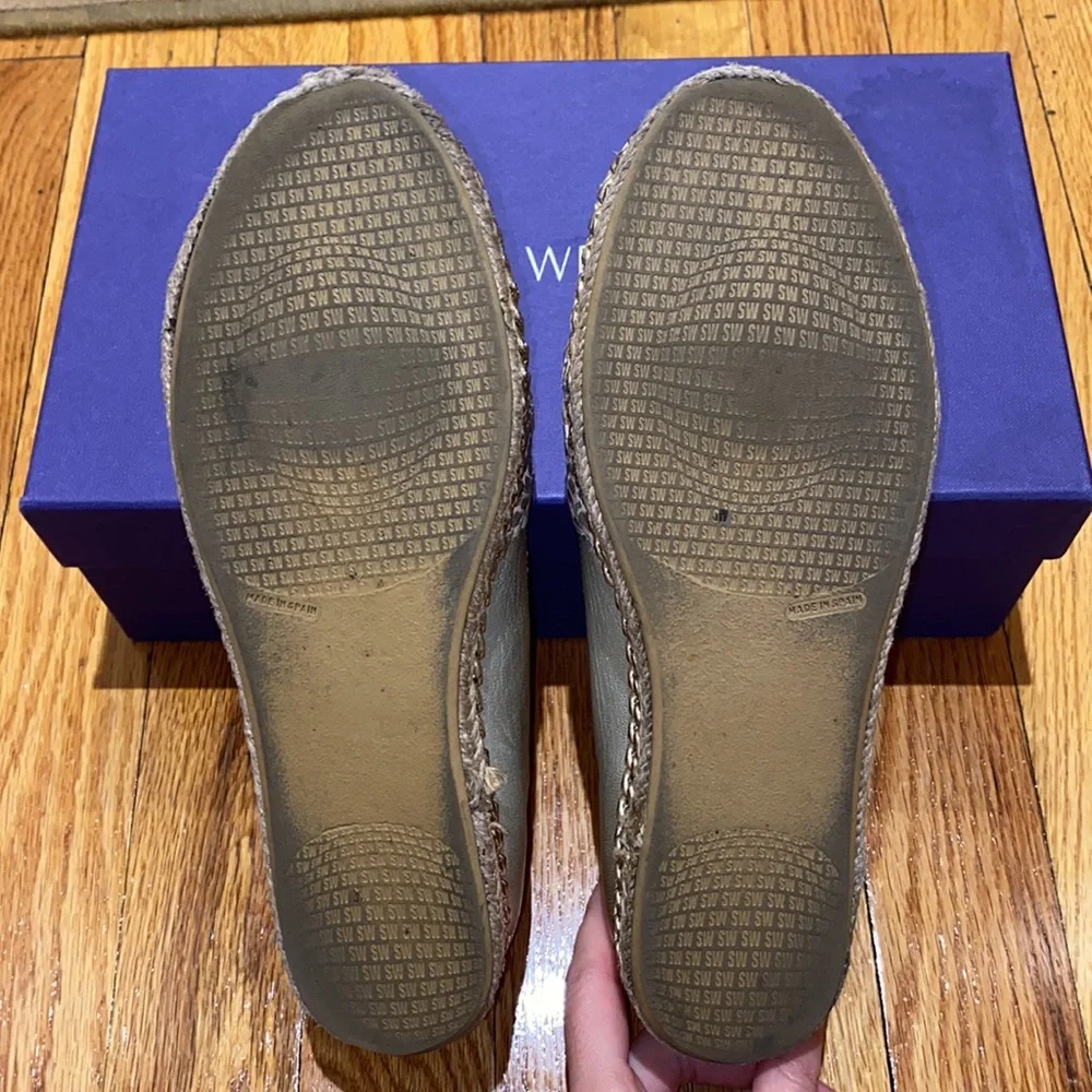 Stuart Weitzman Gold Espadrille Flats (Chain detail weave design) Size 6